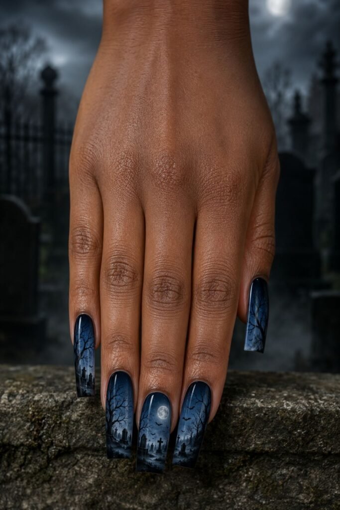  A Moonlit Graveyard Across the Hand