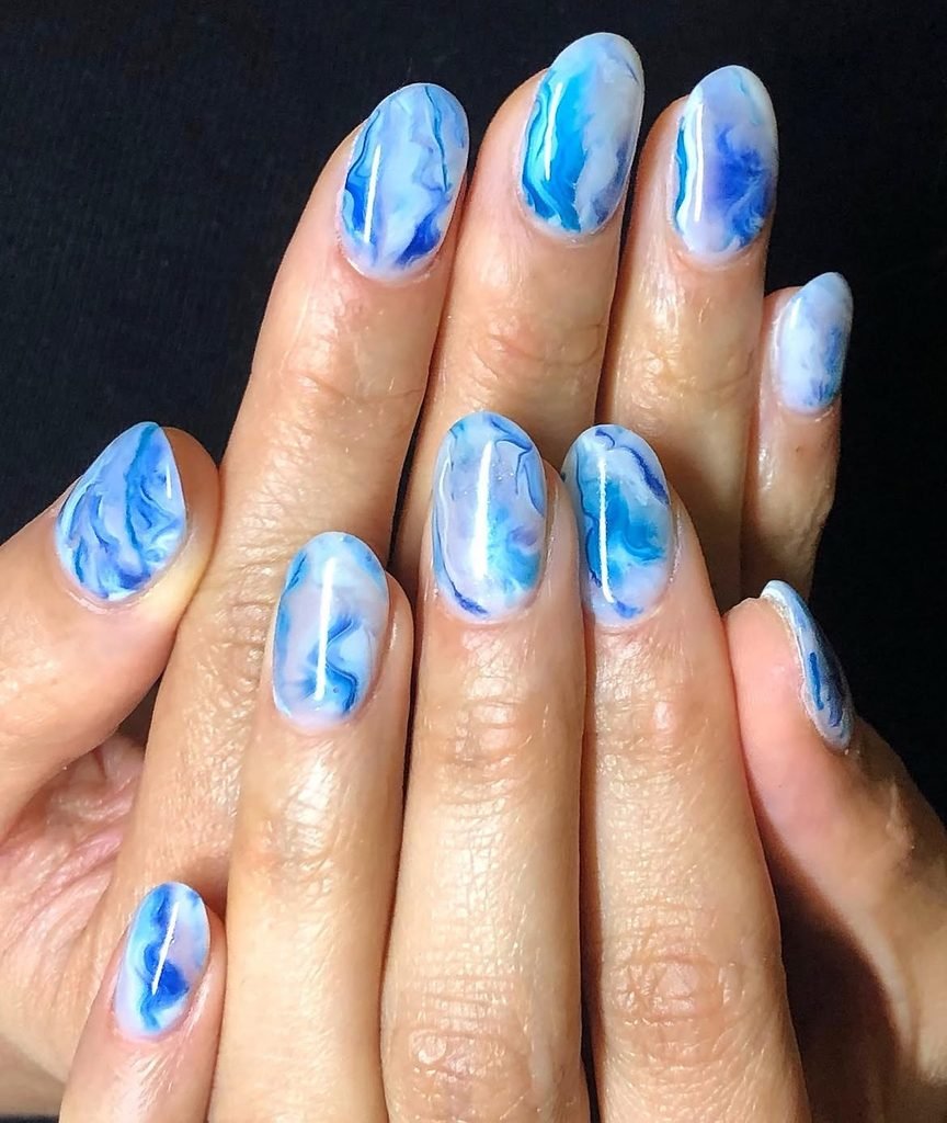 Aqua Marble Nails