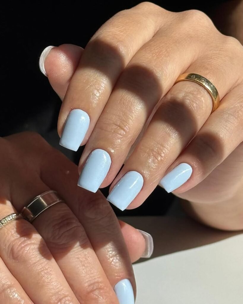 Baby Blue Square Nails