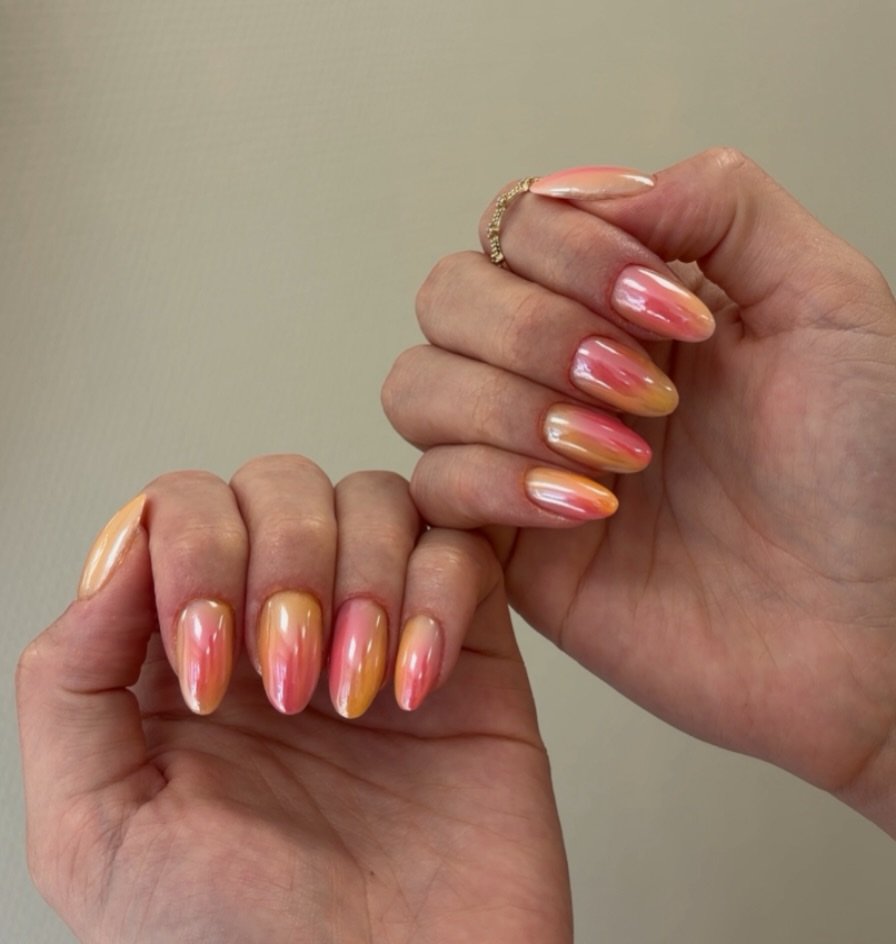 Beach Sunset Chrome Nails
