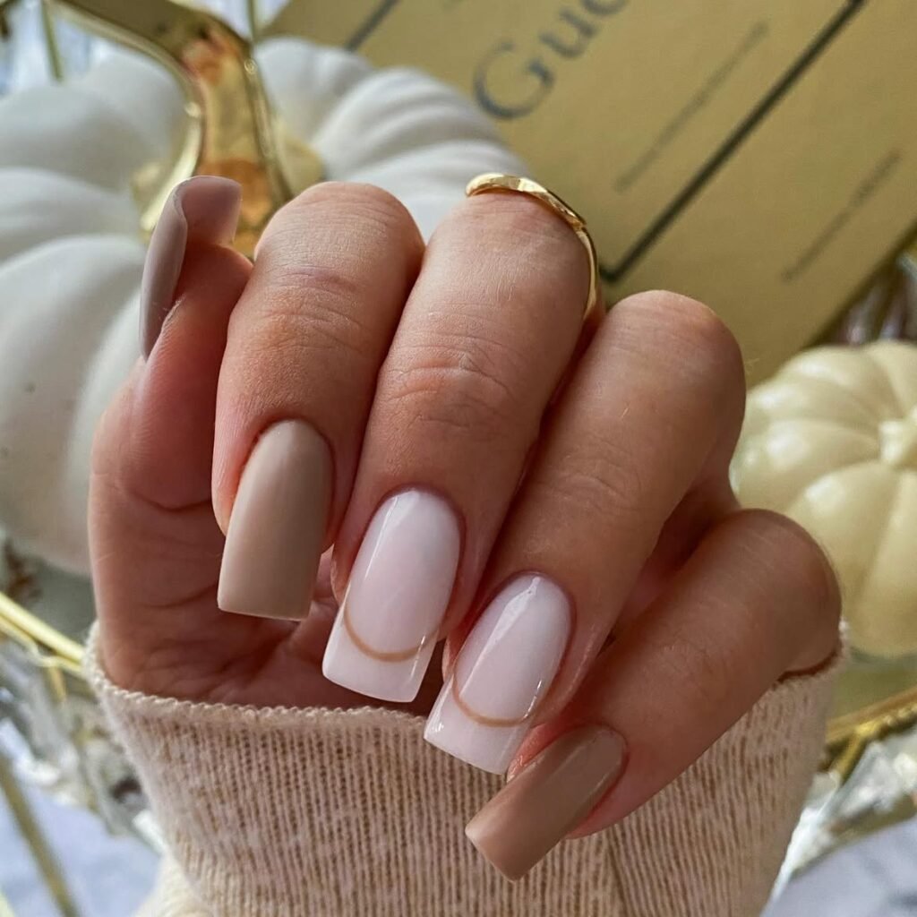 Beige Minimalist Square Nails