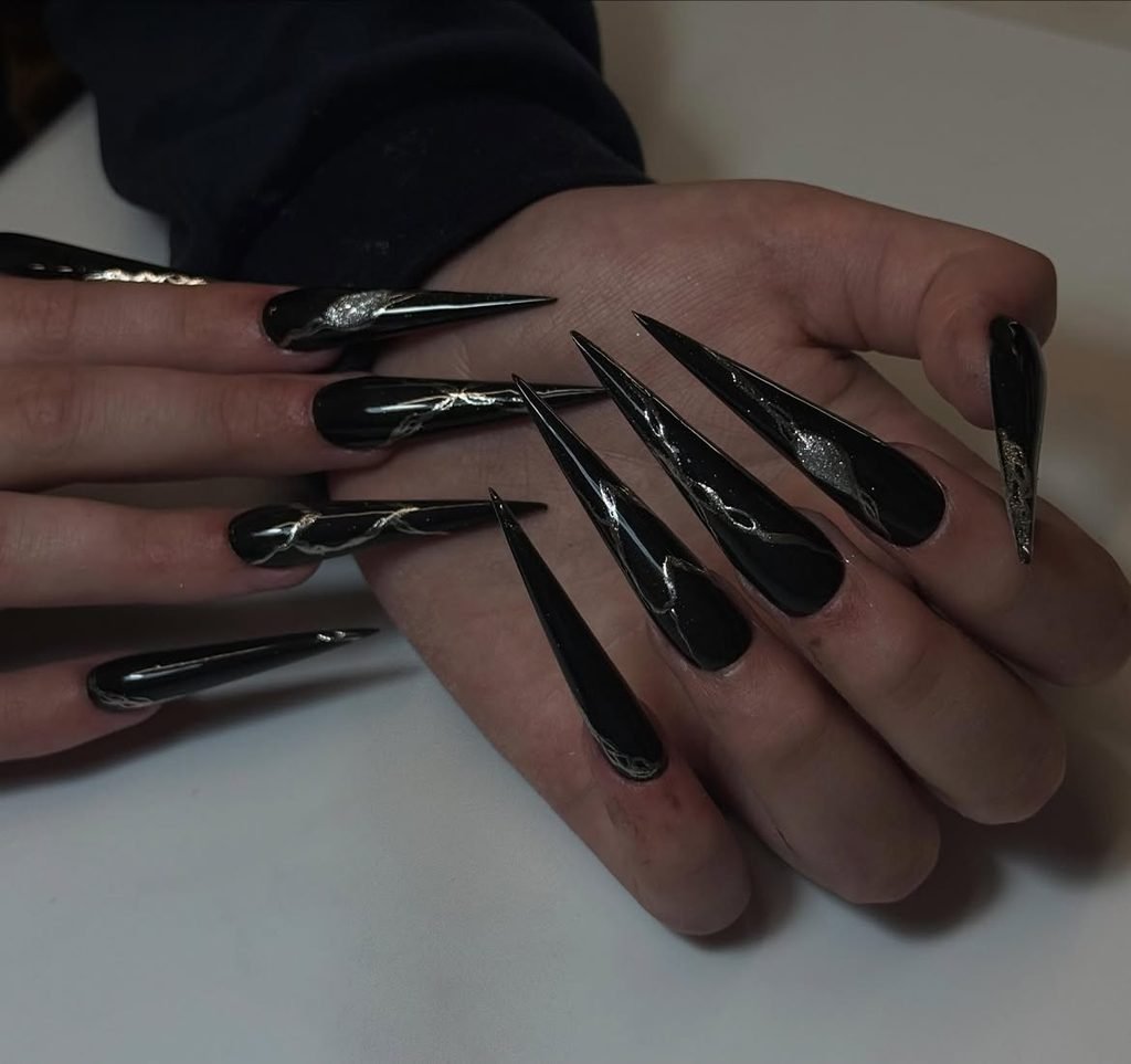 Black Stiletto Nails
