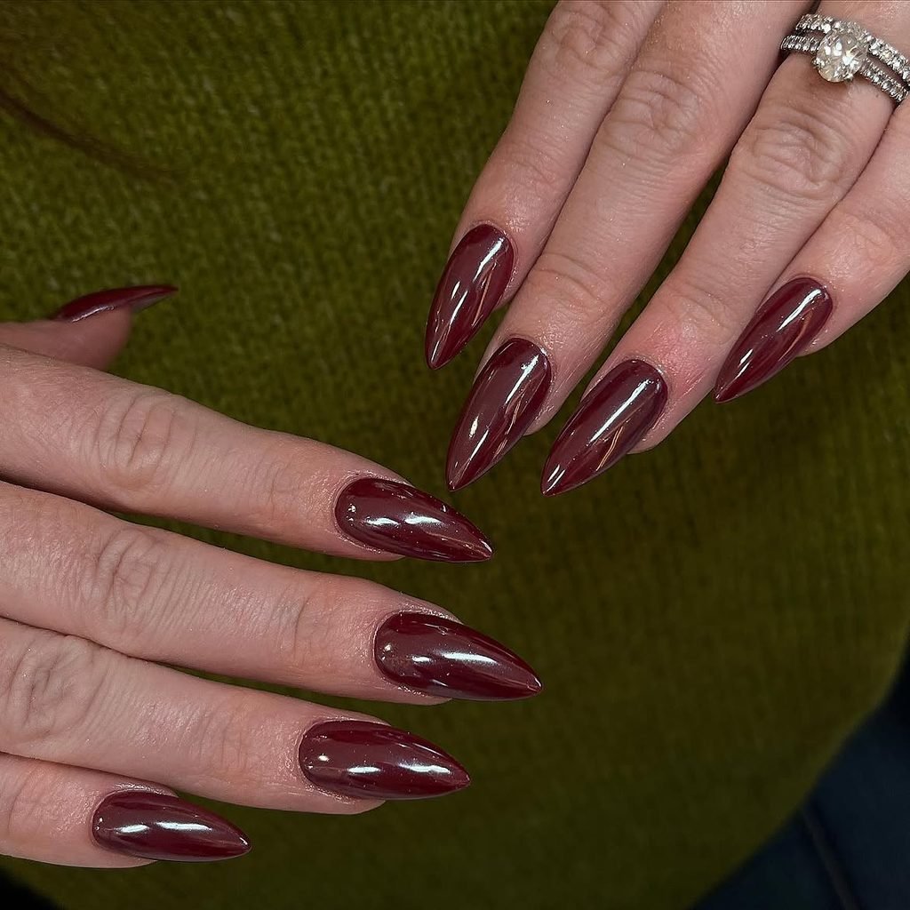 Blood Moon Eclipse Chrome Nails