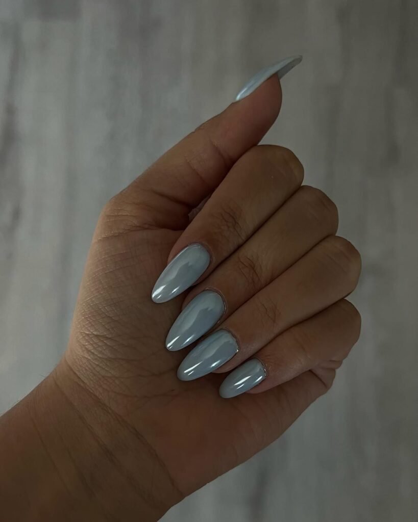 Blueberry Milk Chrome Nails