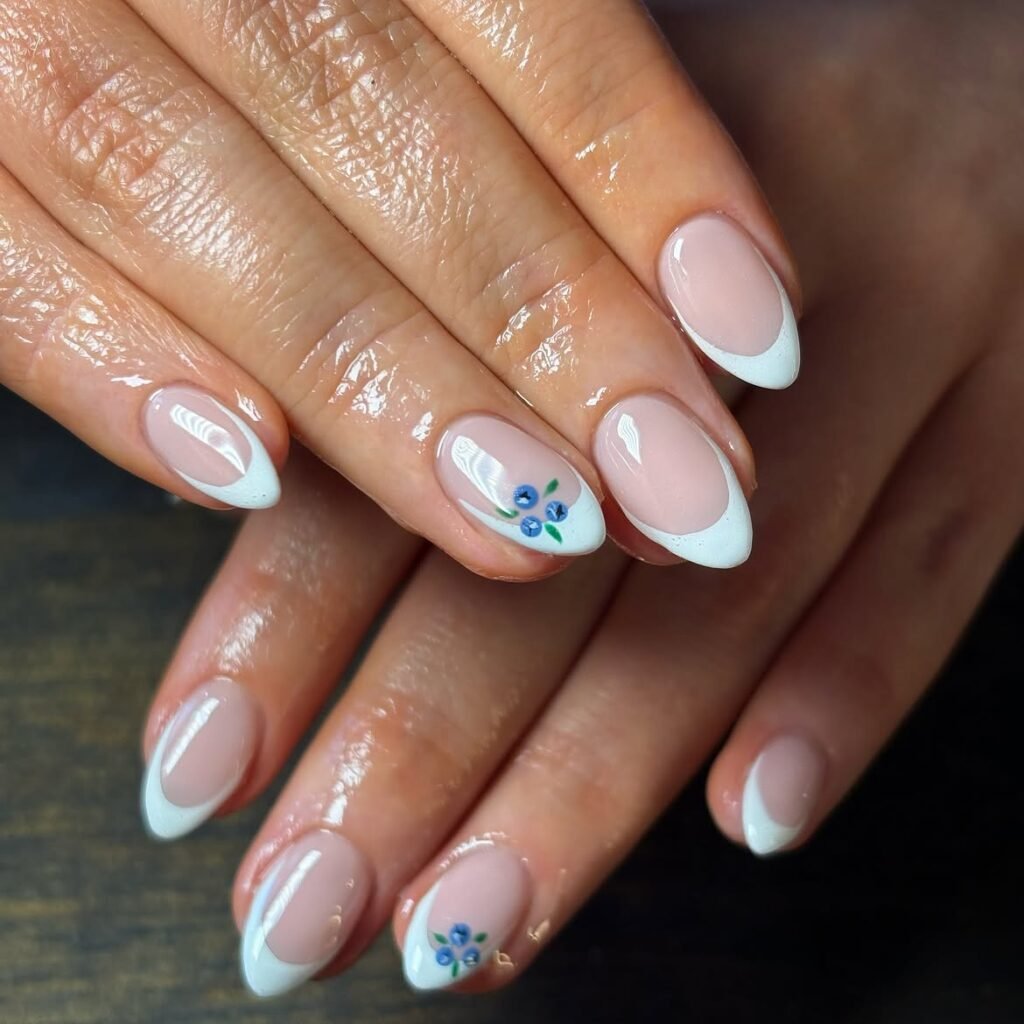 Blueberry Milk French Tip Nails