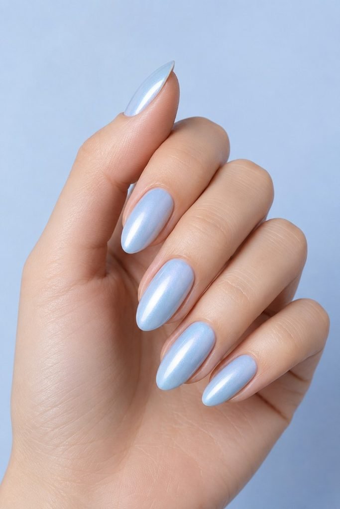 Blueberry Milk Pearl Nails