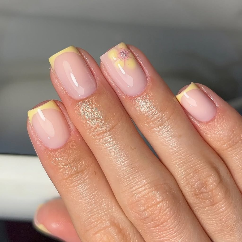 Butter Yellow Micro-French Nails