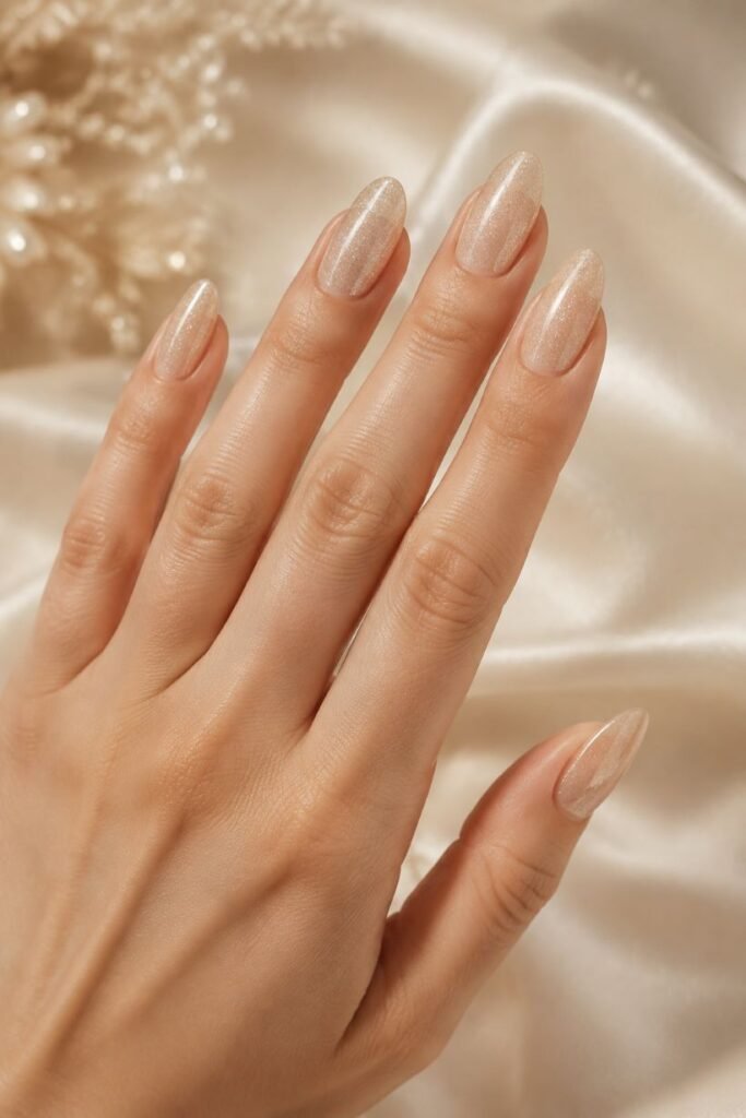Champagne Shimmer Bridesmaid Nails