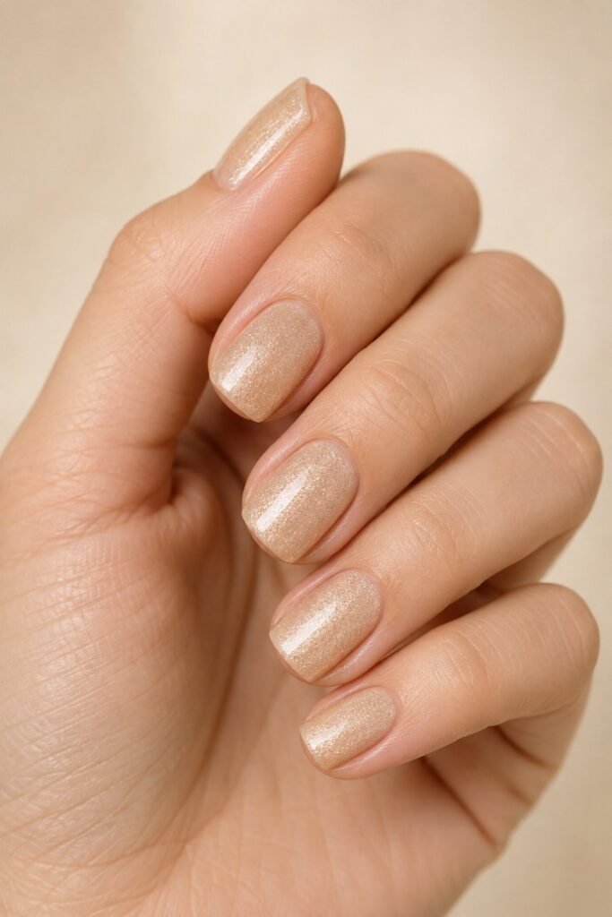 Champagne Shimmer Square Nails