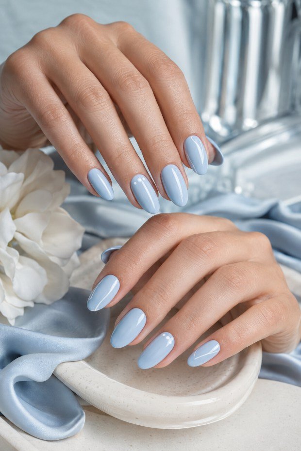 Classic Glossy Blueberry Milk Nails