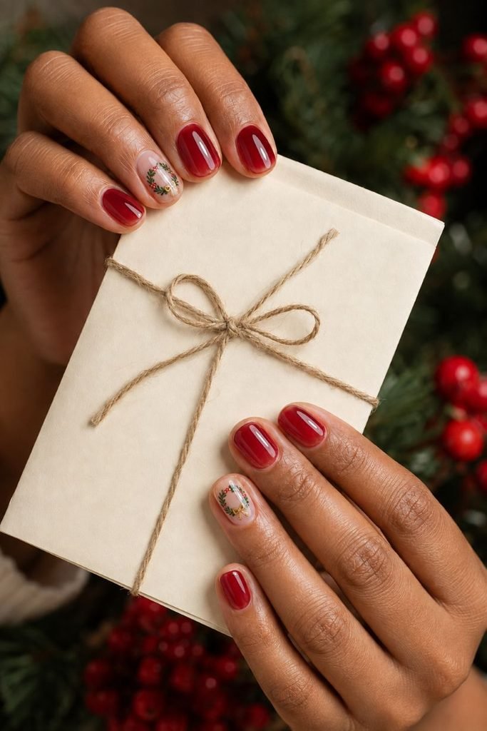 Cranberry Jelly Wreath Nails