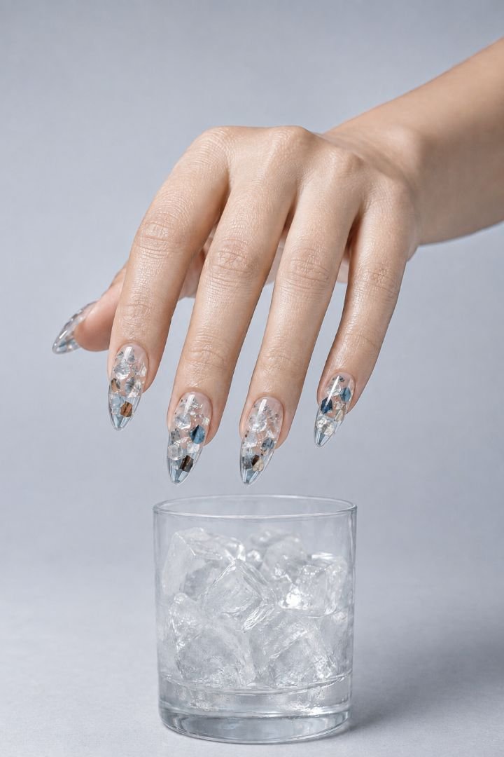 Crushed Ice Glass Nails