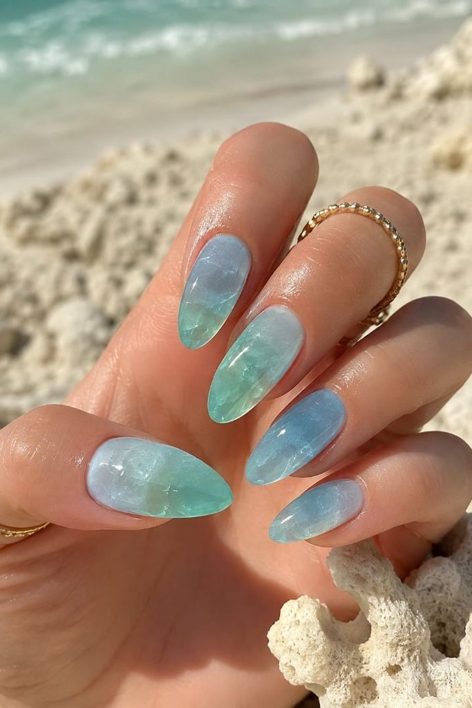 Crystal Sea Glass Nails