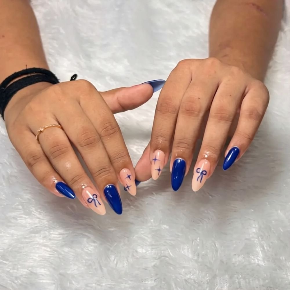 Navy Blue With Mini Bows