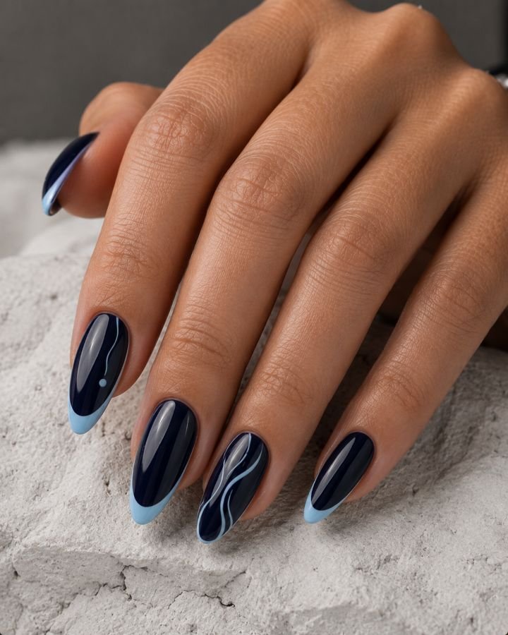  Dark Blue With Icy Blue Highlights