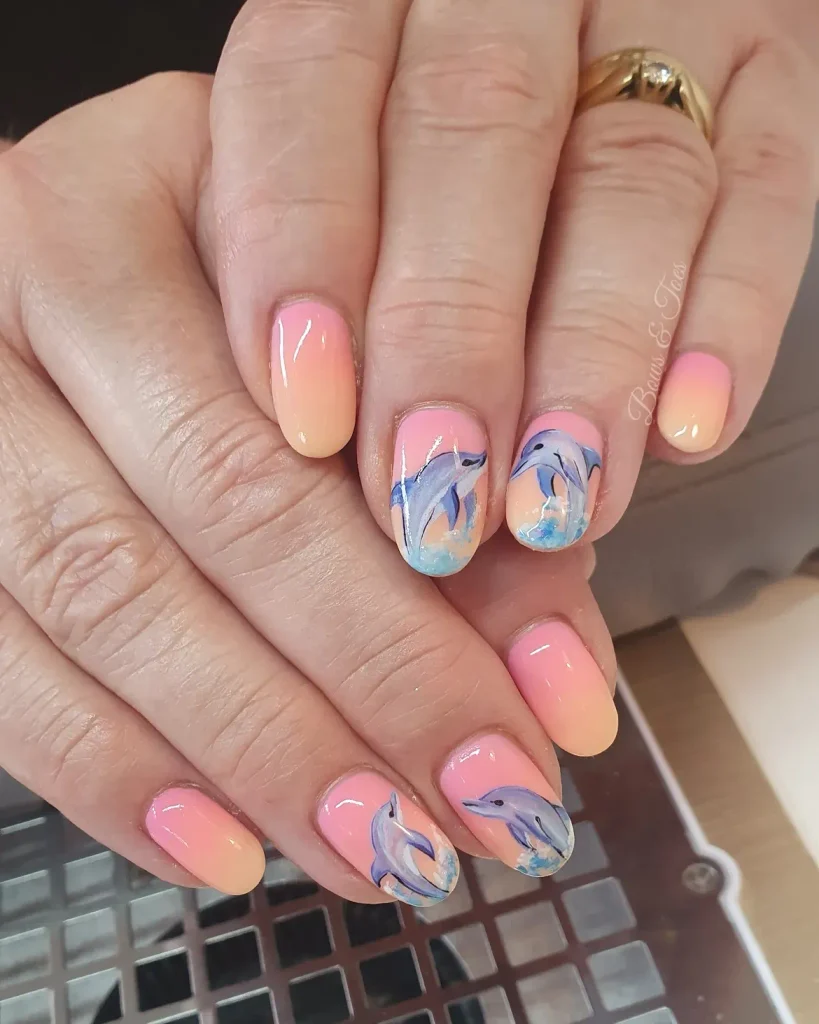 Dolphin Accent Nails