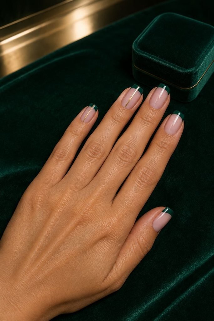Emerald Gift-Wrap French Tips