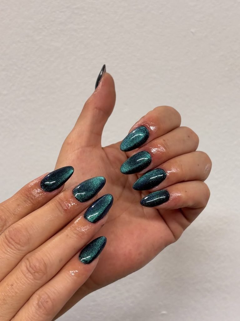 Emerald Velvet Ornament Nails