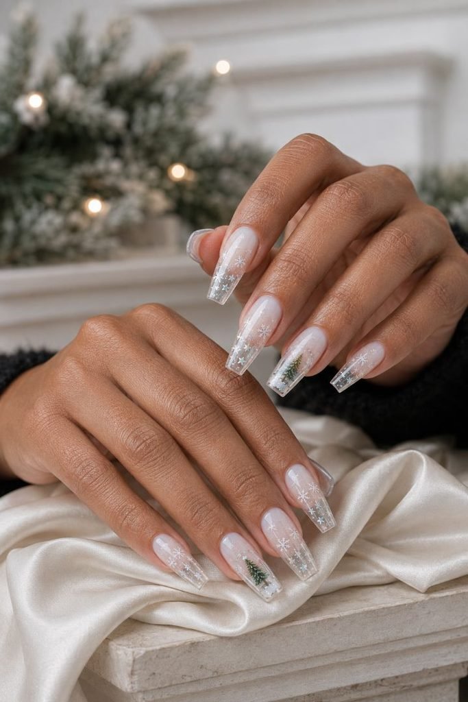 Encapsulated Snow Globe Nails
