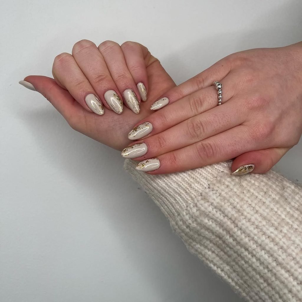 Fine Gold Foil Abstract Nails