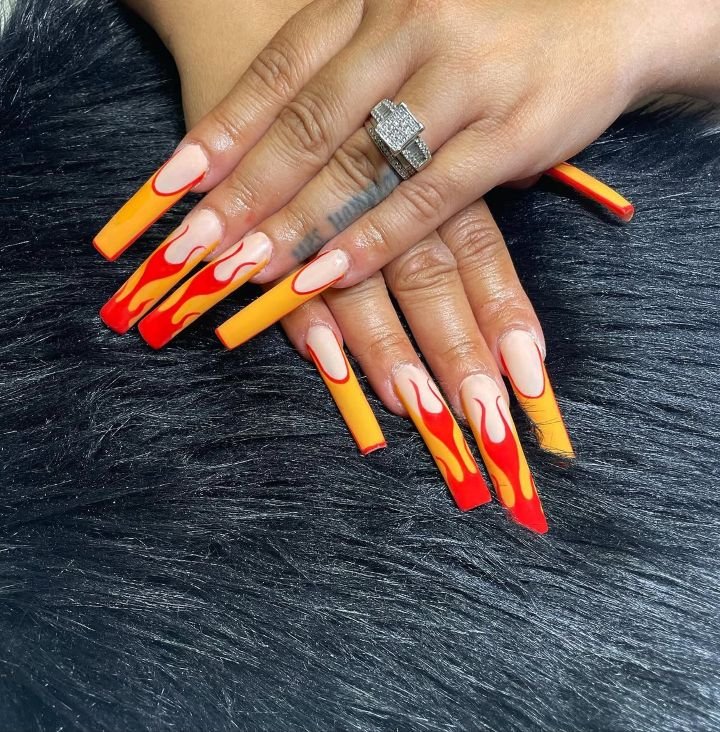  Flame French Nails