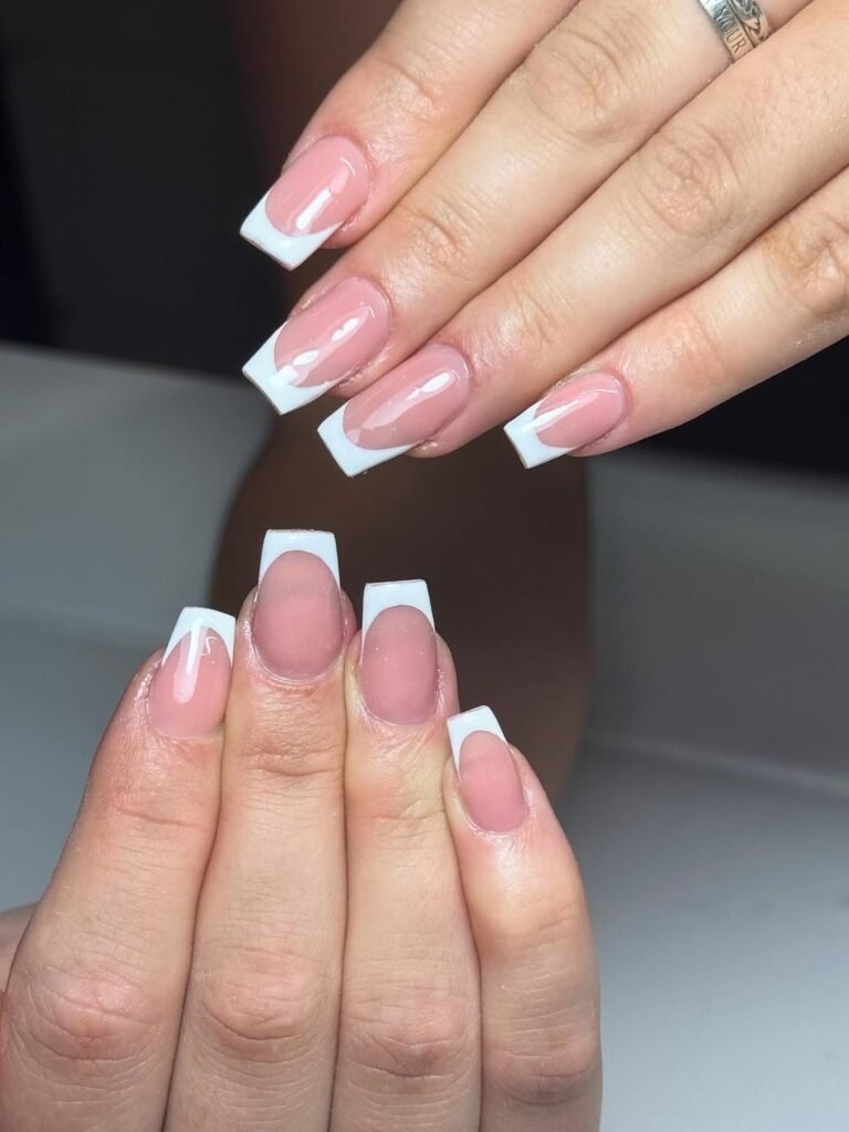 French Tip Coffin Nails