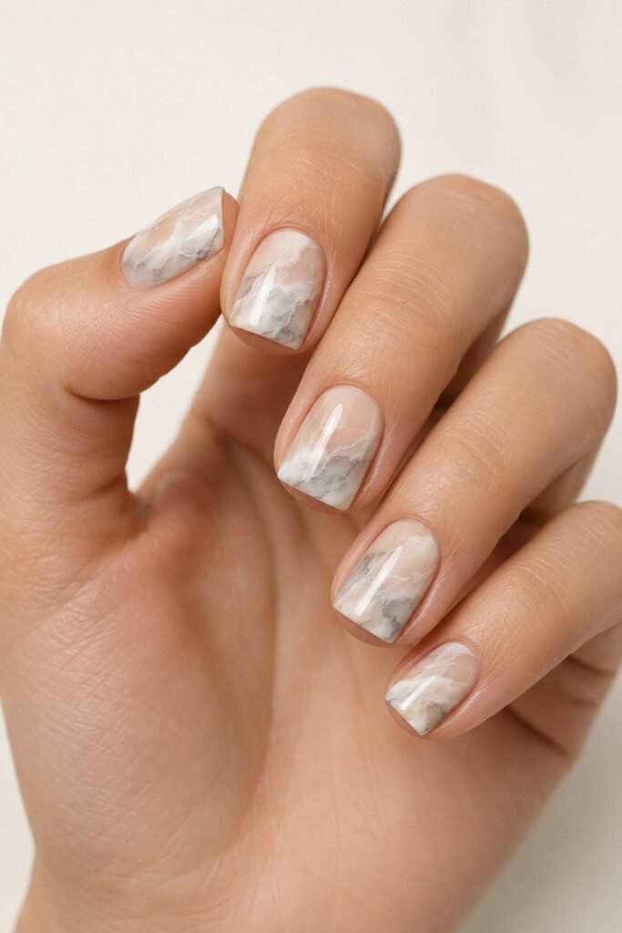 Marble Square Nails