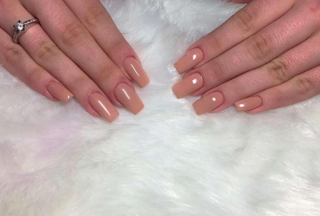 Glossy Nude Aura Nails