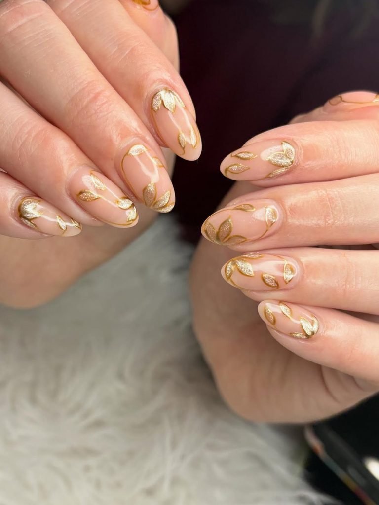 Gold Leaf Washi-Inspired Nails