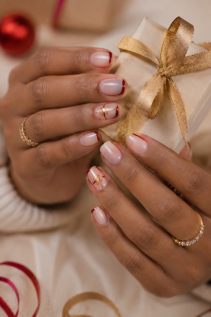 Gold Ribbon Gift-Wrap Nails