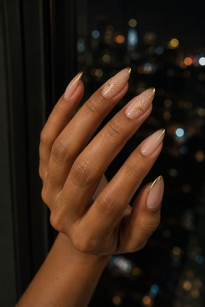 Golden Firework French Nails