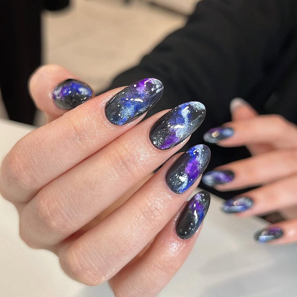  Indigo Galaxy Nails