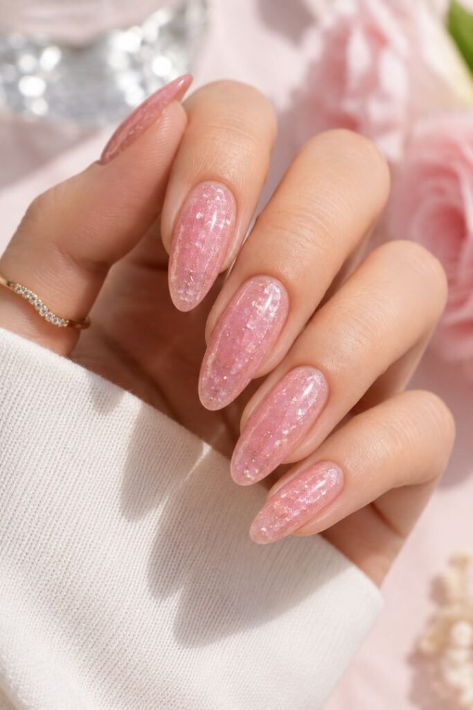  Jelly Pink Glitter Nails