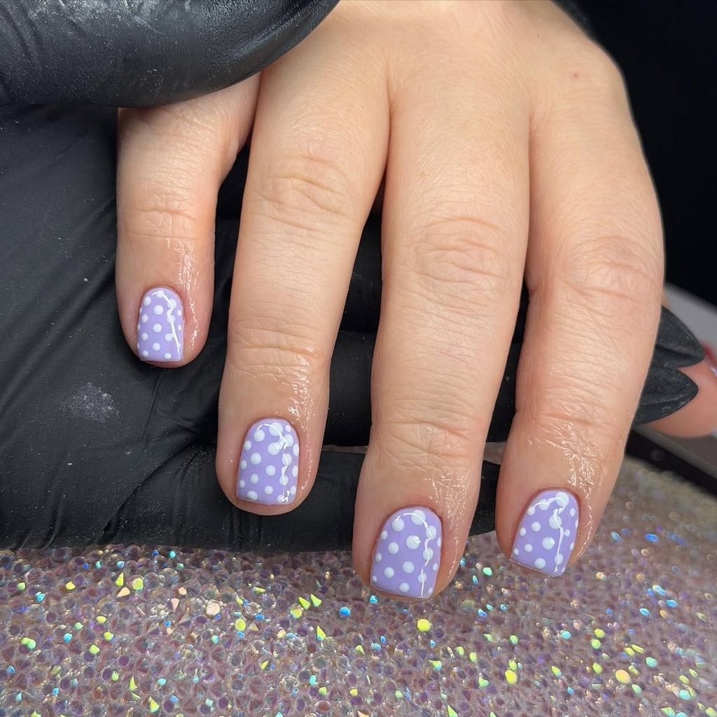 Lavender Cuticle-Dot Nails