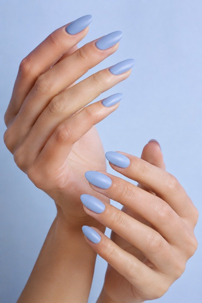 Matte Blueberry Milk Nails