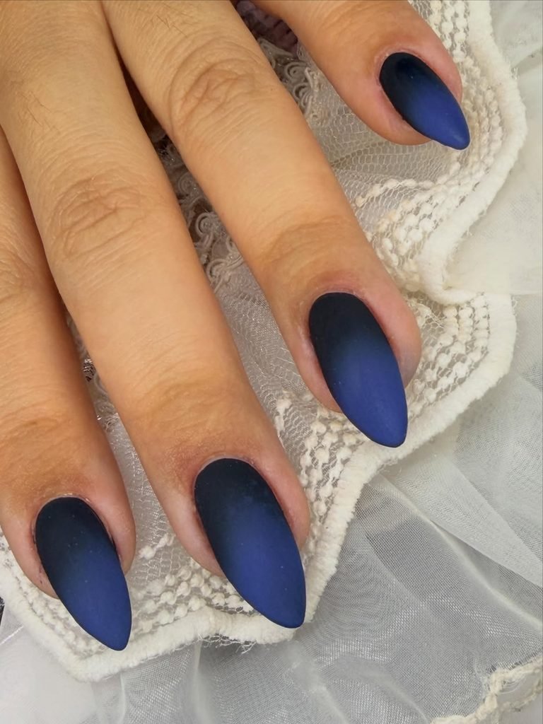 Matte Midnight Blue Nails