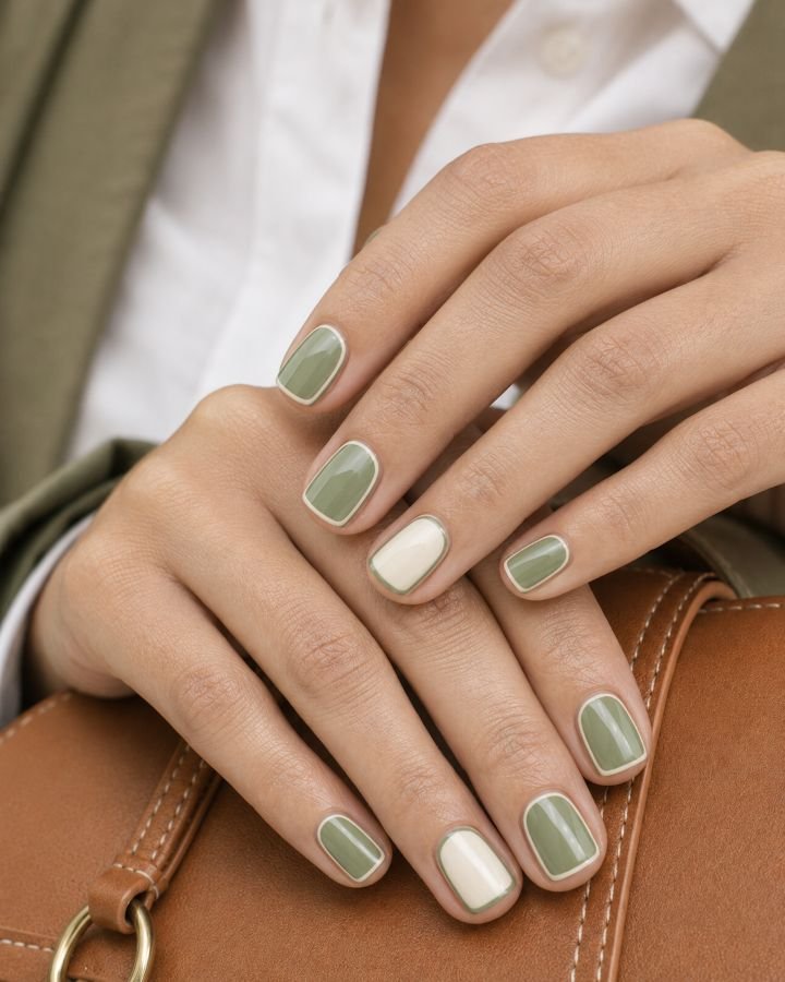 Meadow Green Outline Nails