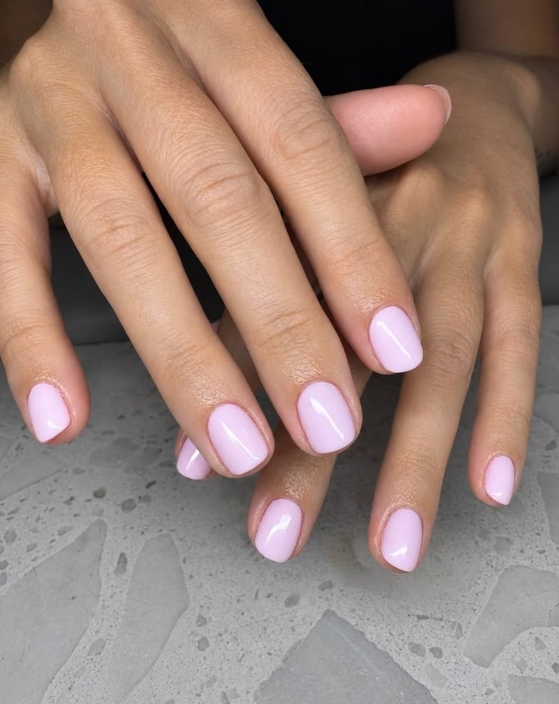 Milky Lavender Short Square Nails