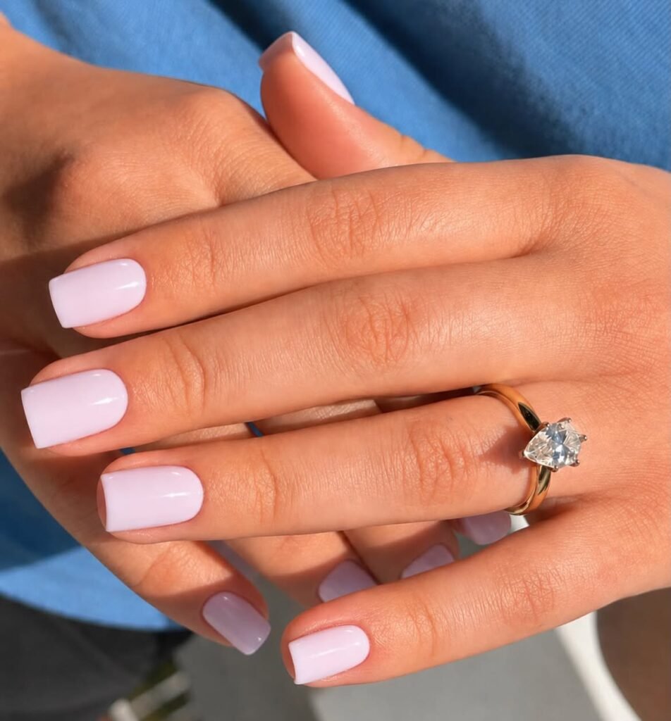 Milky Lavender Square Nails