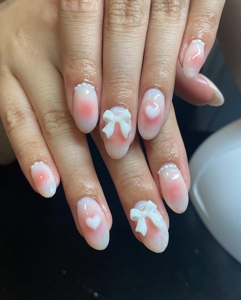 Milky White Blush Nails
