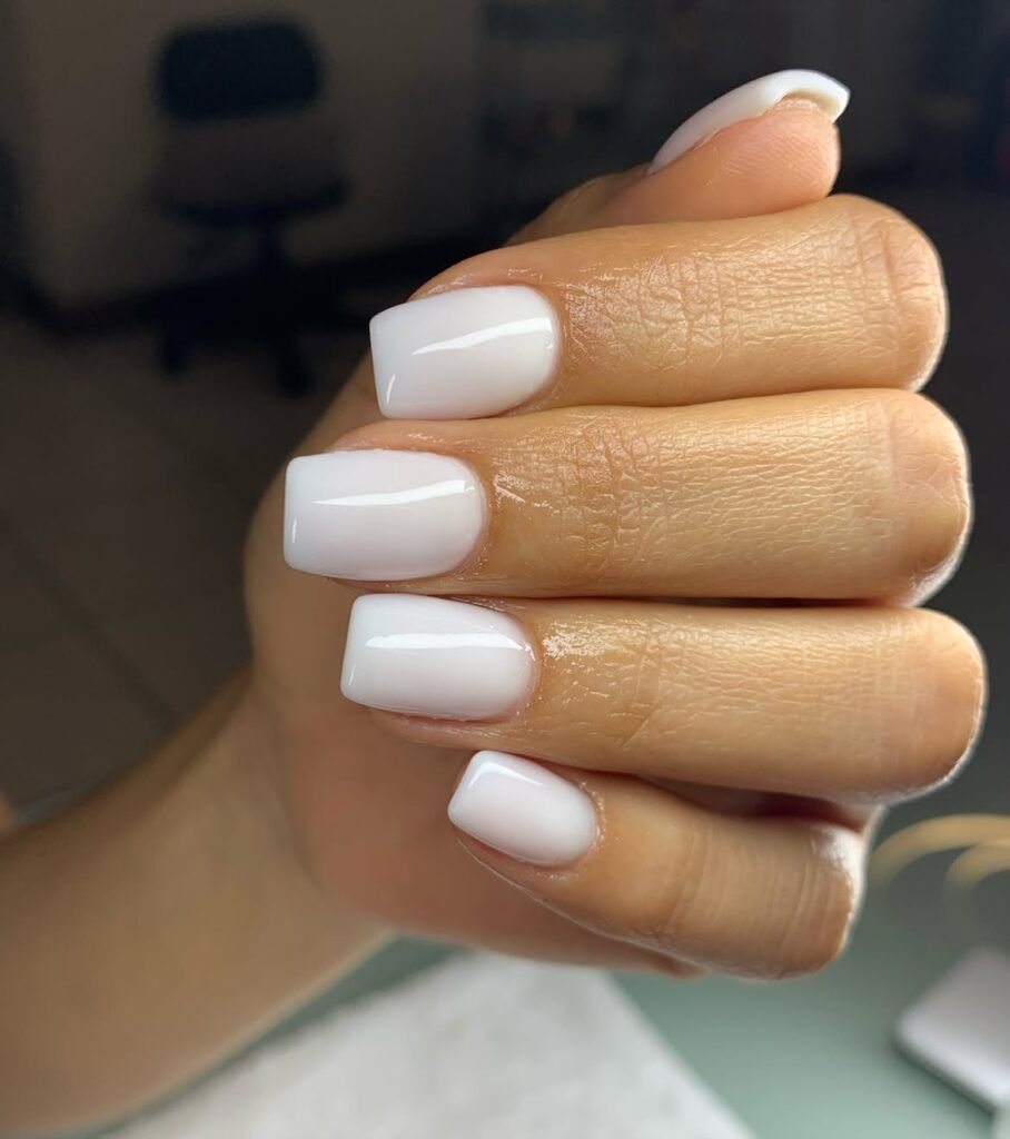 Milky White Square Nails