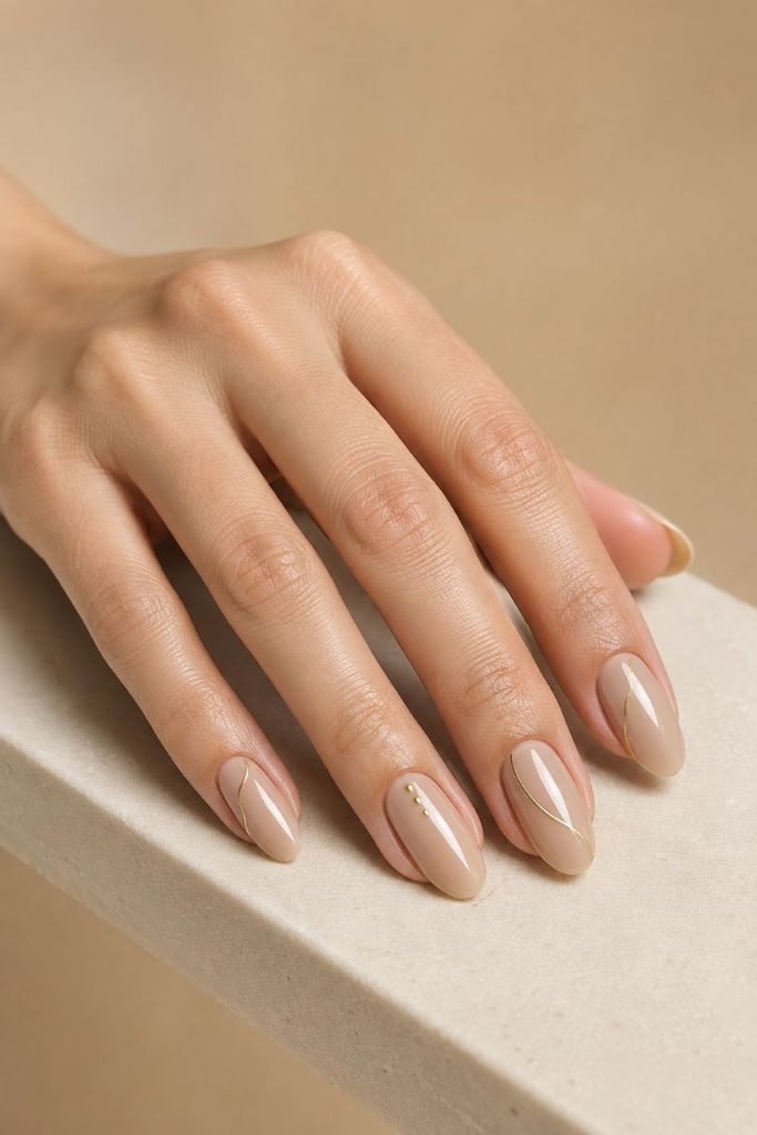 Minimalist Beige Japanese Nails