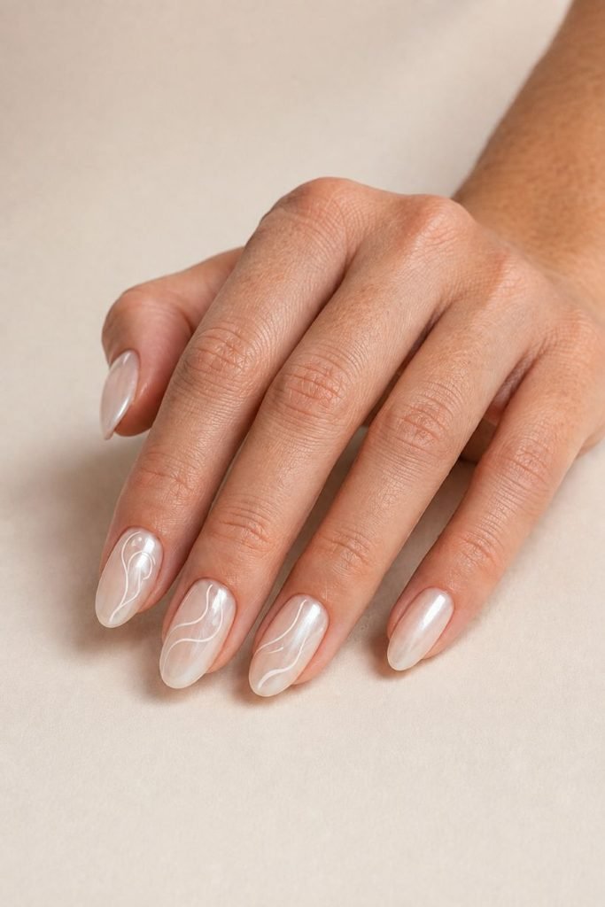  Minimalist Pearl Line Art Nails