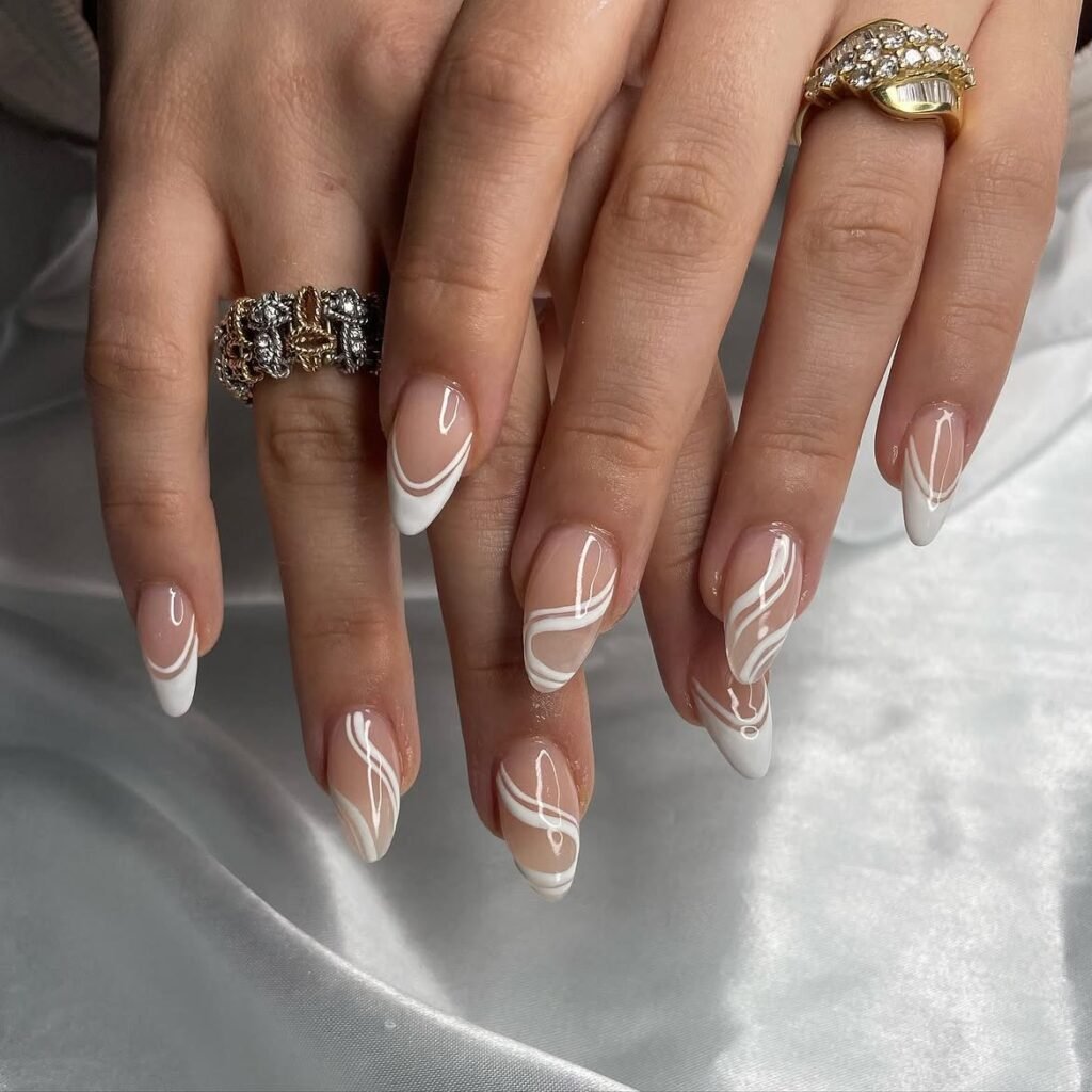 Minimalist White Line Bridesmaid Nails
