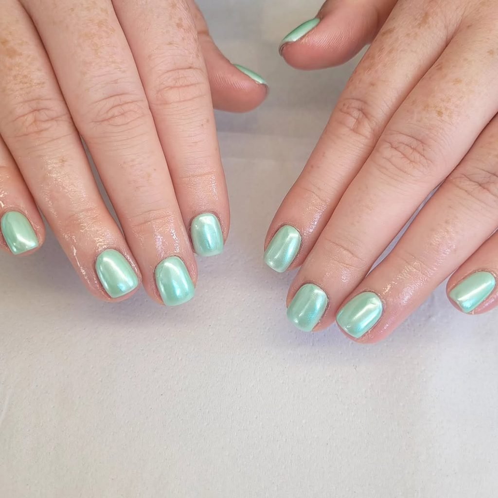 Mint Chrome Nails