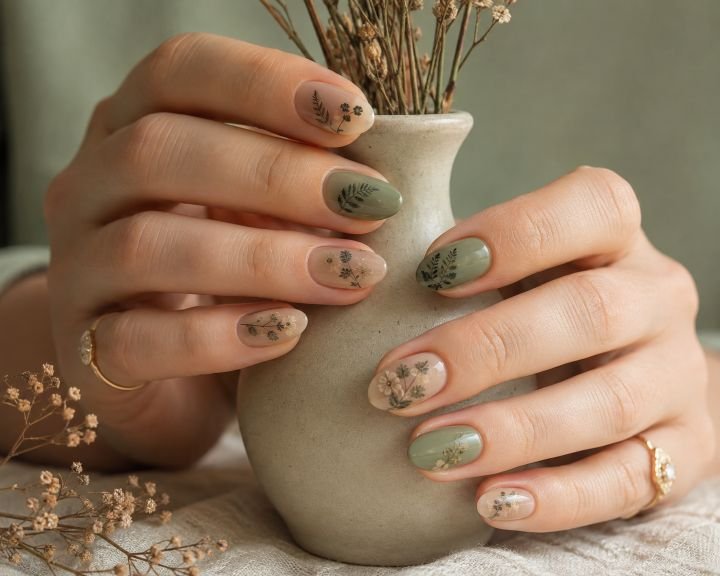 Moss Green Herbarium Nails