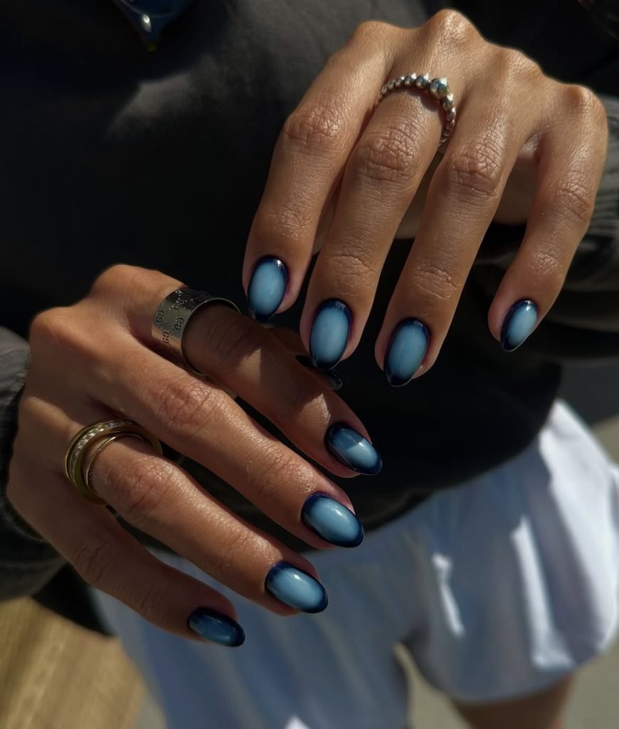 Navy Blue Aura Nails