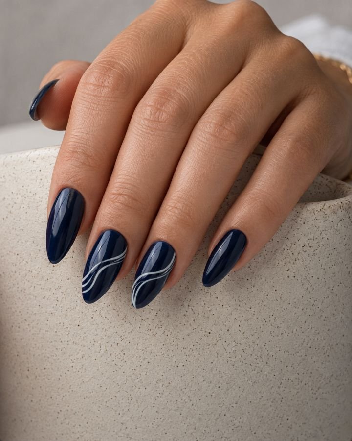  Navy Blue With White Swirls
