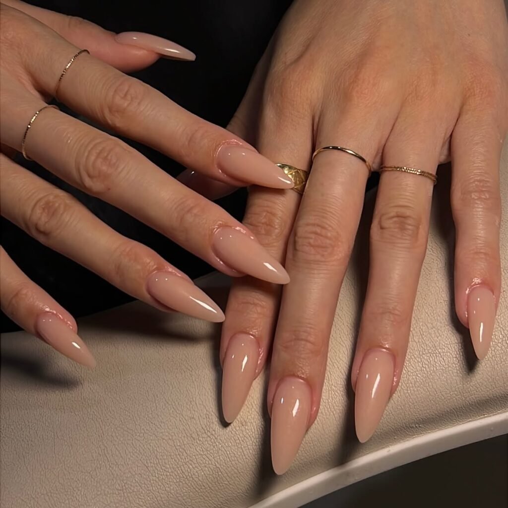 Nude Almond Bridesmaid Nails