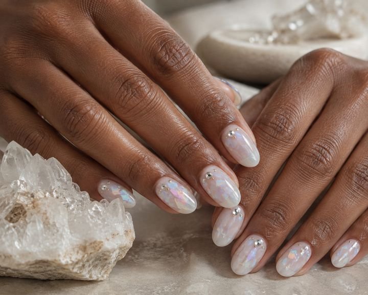 Opal Crystal Cluster Nails